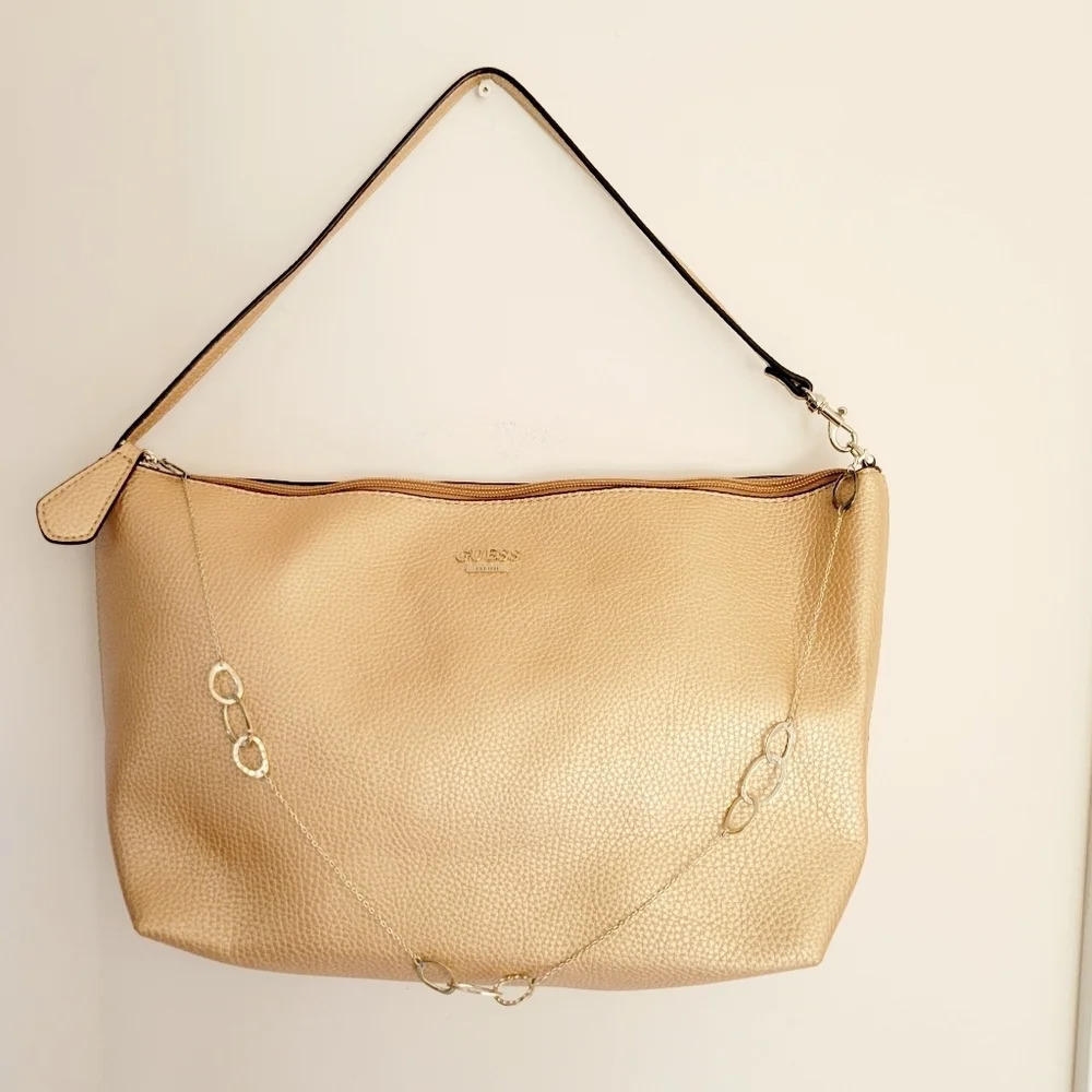 GUESS Champagne Gold  Shoulder Bag With Chain Strap